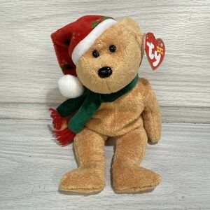 TY Beanie Baby 2003 Holiday Teddy‎ Bear Santa hat & Scarf Vintage